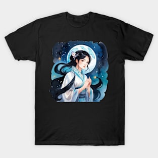 Anime Girl Watercolor Drawing T-Shirt